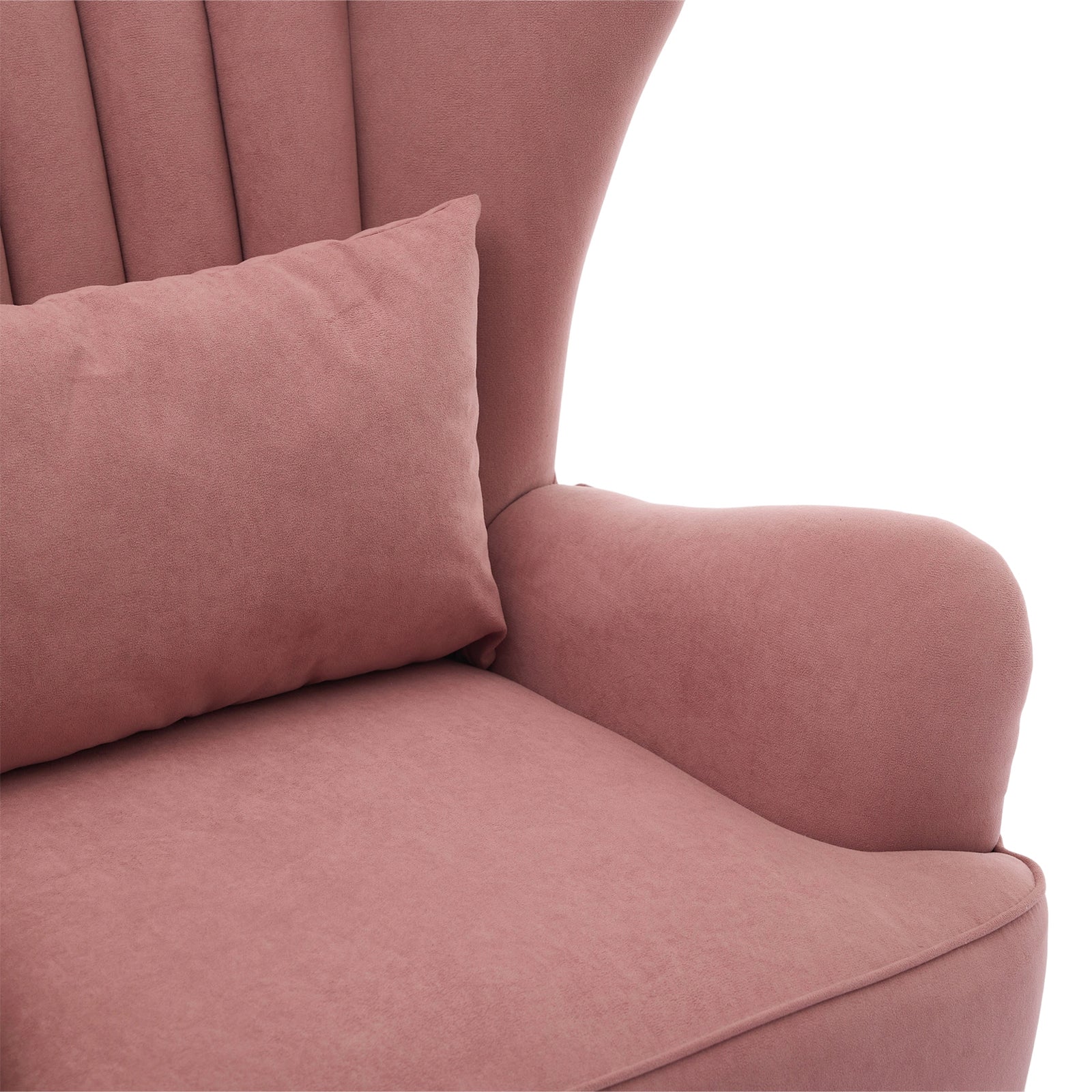 Modern Wingback Accent Chair Armchair With Footstool And Lumbar Pillow | Pink