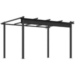 Aluminium Pergola W/ Retractable Roof, Garden Gazebo Canopy | Large | Dark Gray