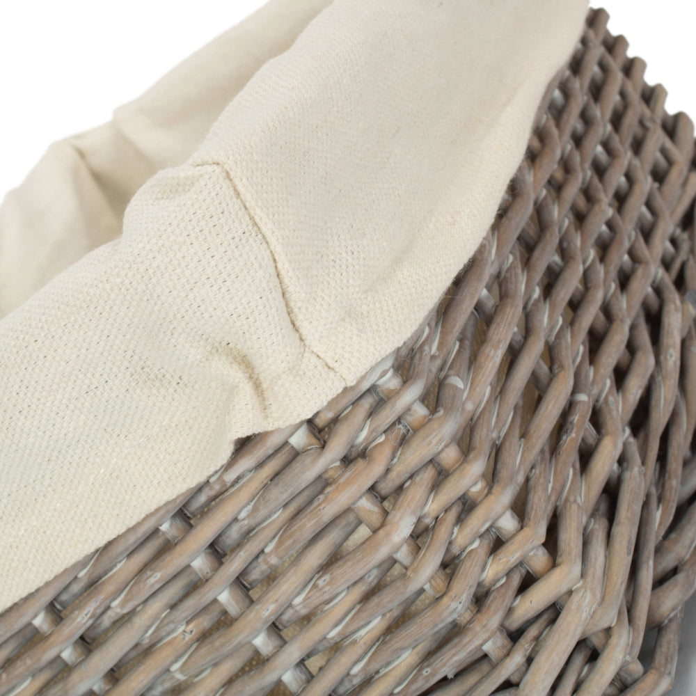 Small Wicker Grey Wash Lined Storage Tray | Small | Gray