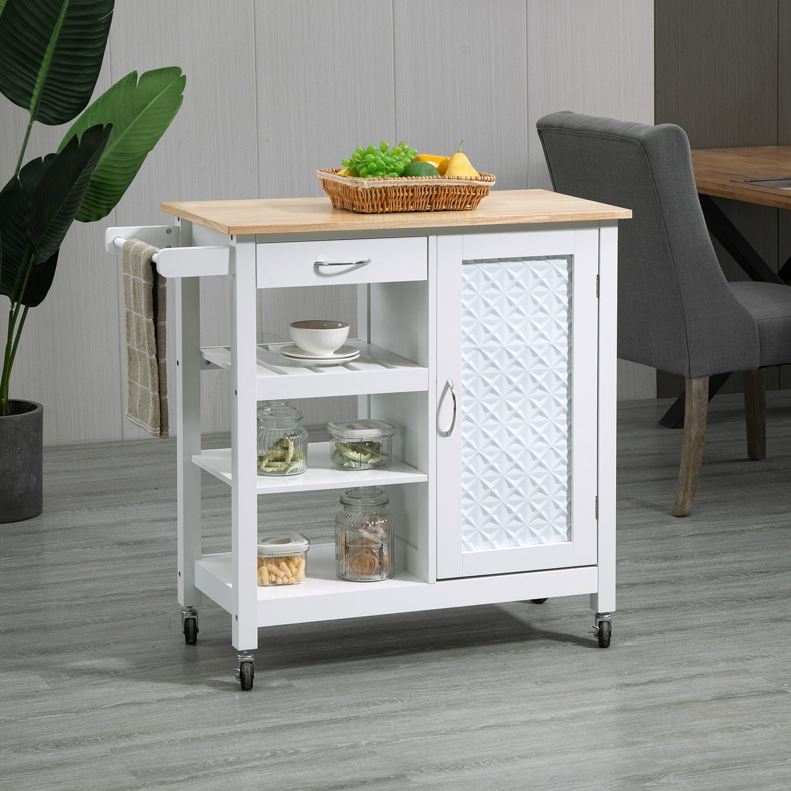 Compact Trolley With Wheels, Embossed Door