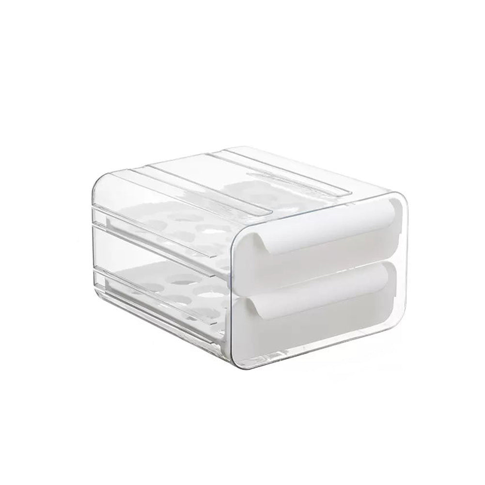 Double-layer Transparent Egg Storage Drawer Box | White