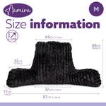 Deluxe Large Reading Pillow, Soft Ribbed Faux Fur, Shredded Memory Foam Cuddle Cuddle Cushion Backrest Arm Support | L | Black