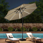 3m Solar Led Patio Umbrella, Outdoor Parasol With 16 Led Tubes, Crank Lift & Push Button Tilt With Fillable Base | One Size | Beige