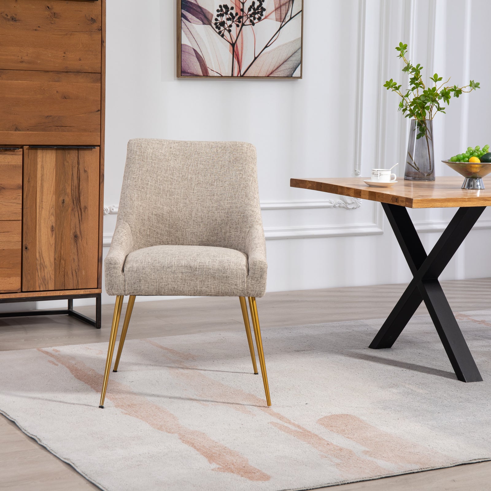 Set Of 2 Lograto Fabric Dining Chairs | Brown