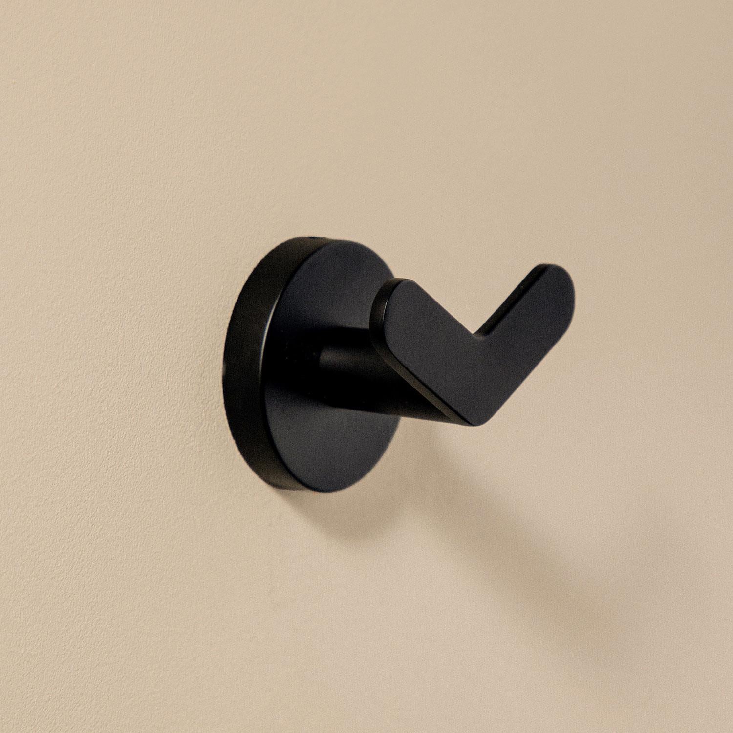 Double Towel Hook, Robe Hook, Coat Hook, Matt Black, Start Collection