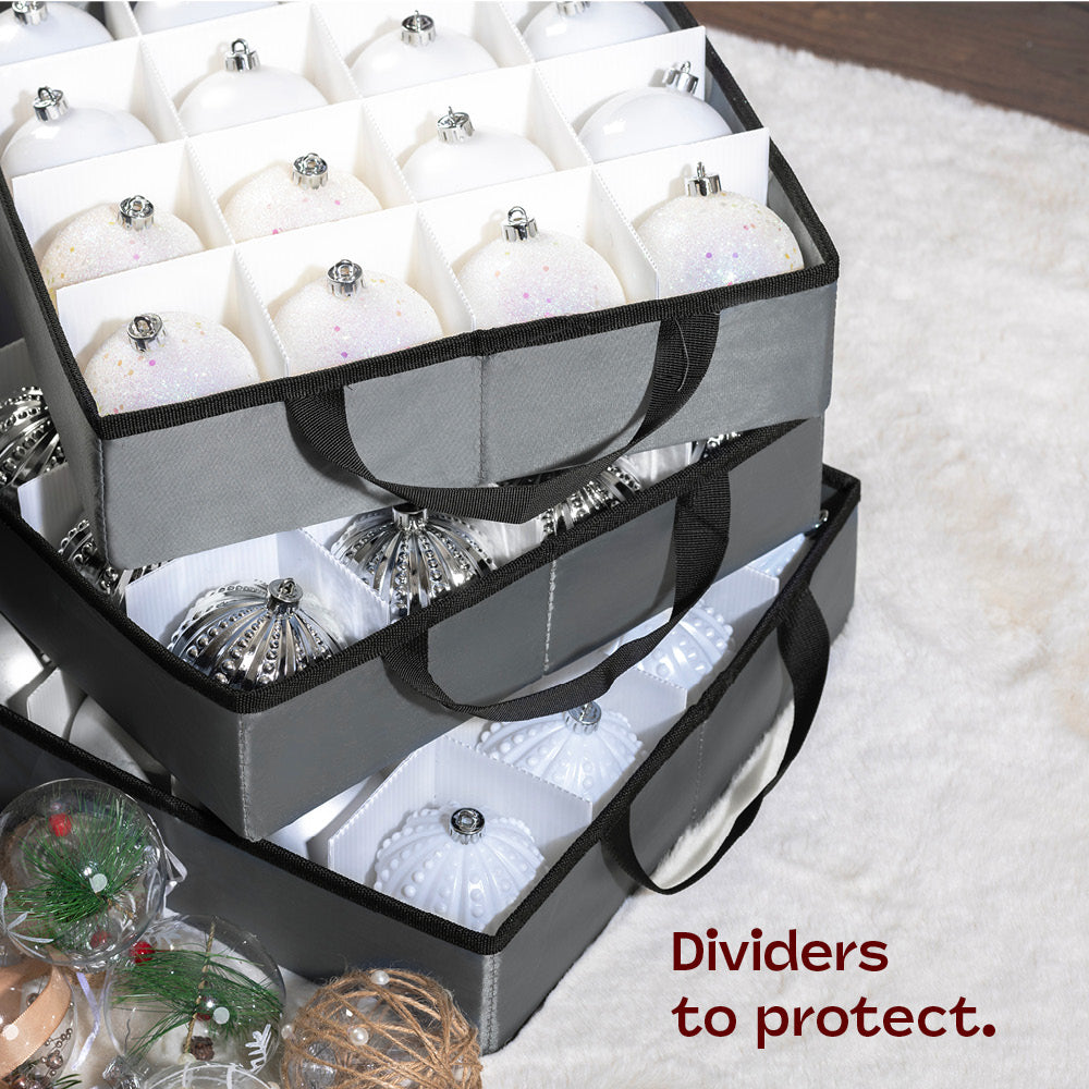 Collapsible 64 Christmas Bauble Storage Bag | One Size | Grey
