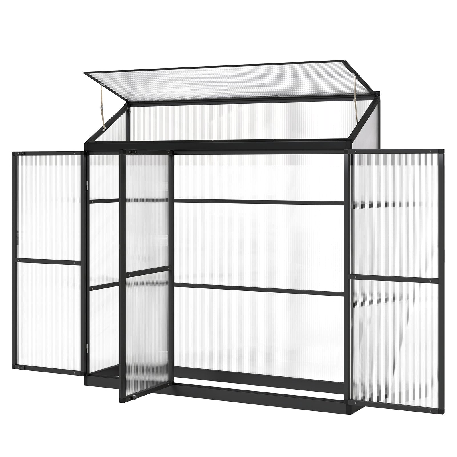 Outsunny Polycarbonate Greenhouse With 3 Doors, Aluminium Walk-in Greenhouse