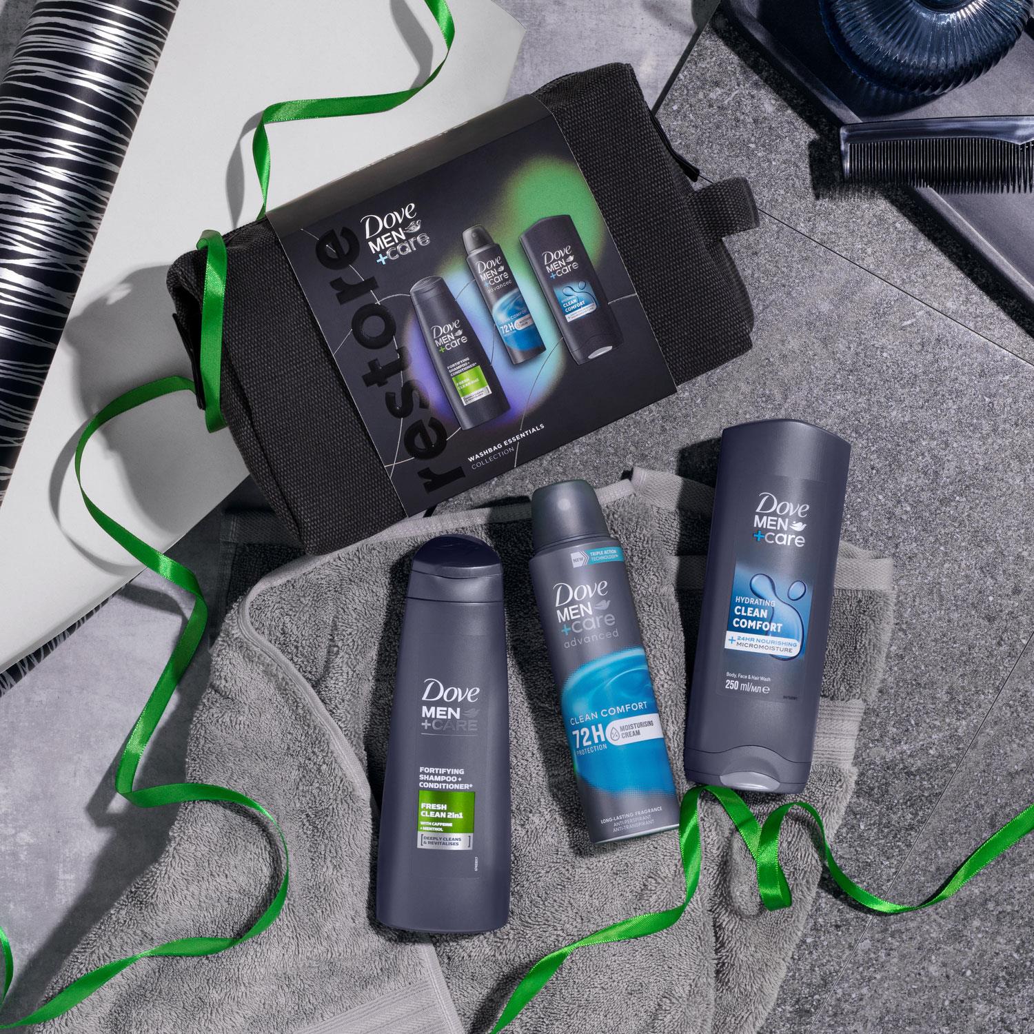 Men+care Restore Essentials Washbag Collection 3 Pieces Gift Set For Him