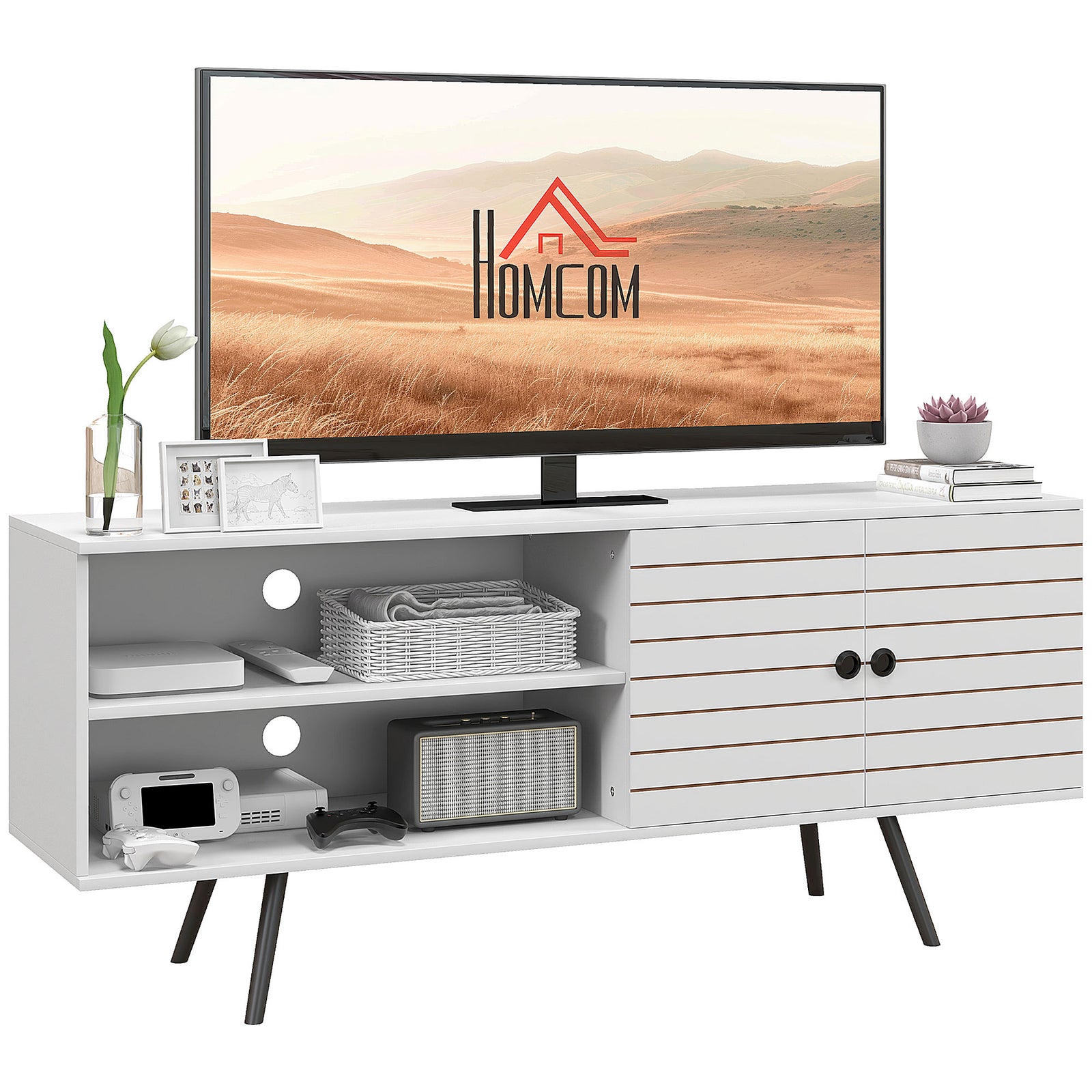 Tv Unit For 50" Tvs W/ Open Shelves White | Large | White