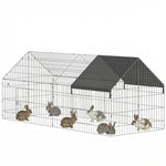 PawHut Rabbit Run, Pet Playpen With Protective Cover, 180 X 75 X 75 Cm, Black