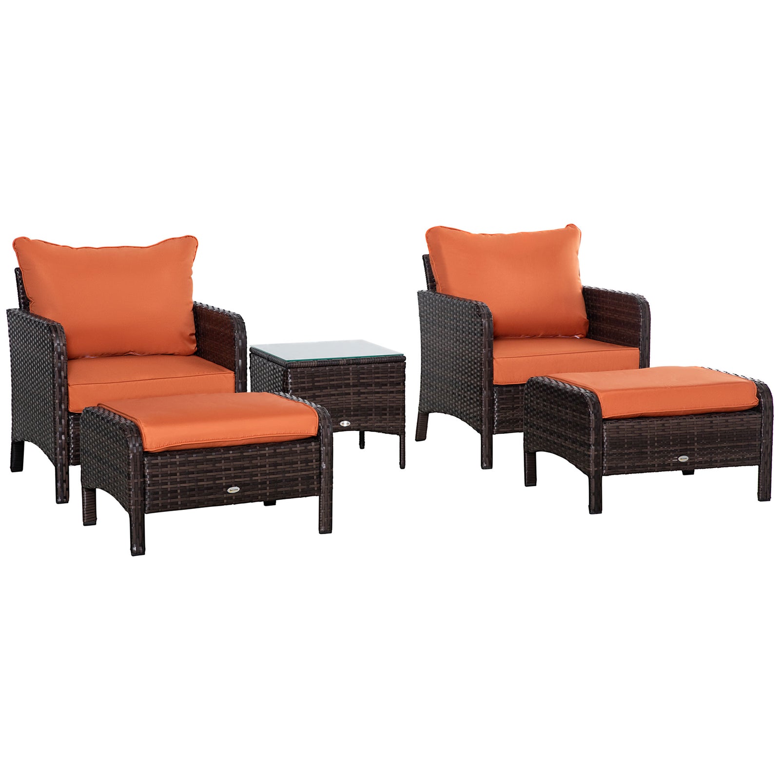 5 Pieces Outdoor Patio Furniture Set Wicker Conversation Set | Brown