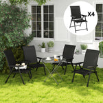 Folding Chair W/ Breathable Mesh Fabric Seat | Set of 4 | Black