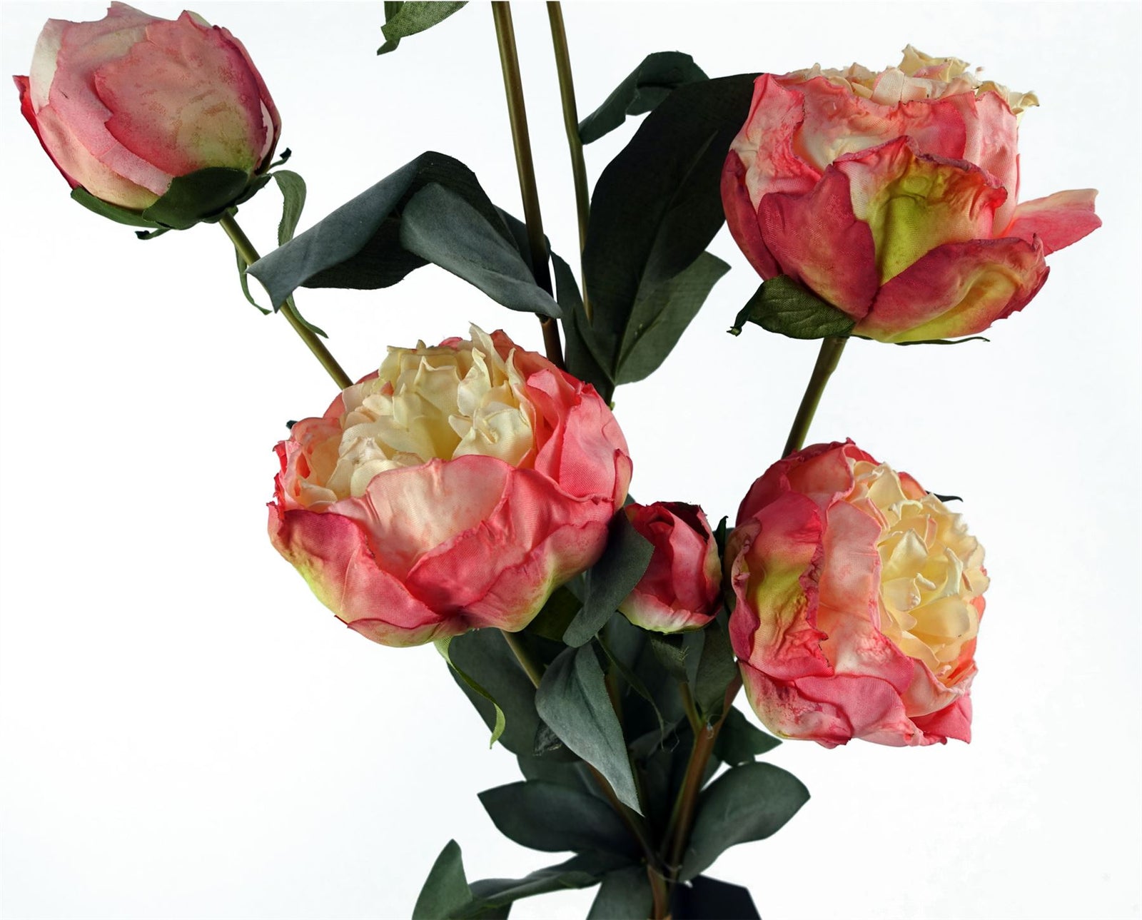 6 X 55cm Pink Peony Artificial Flower Stems 24 Flowers 18 Buds