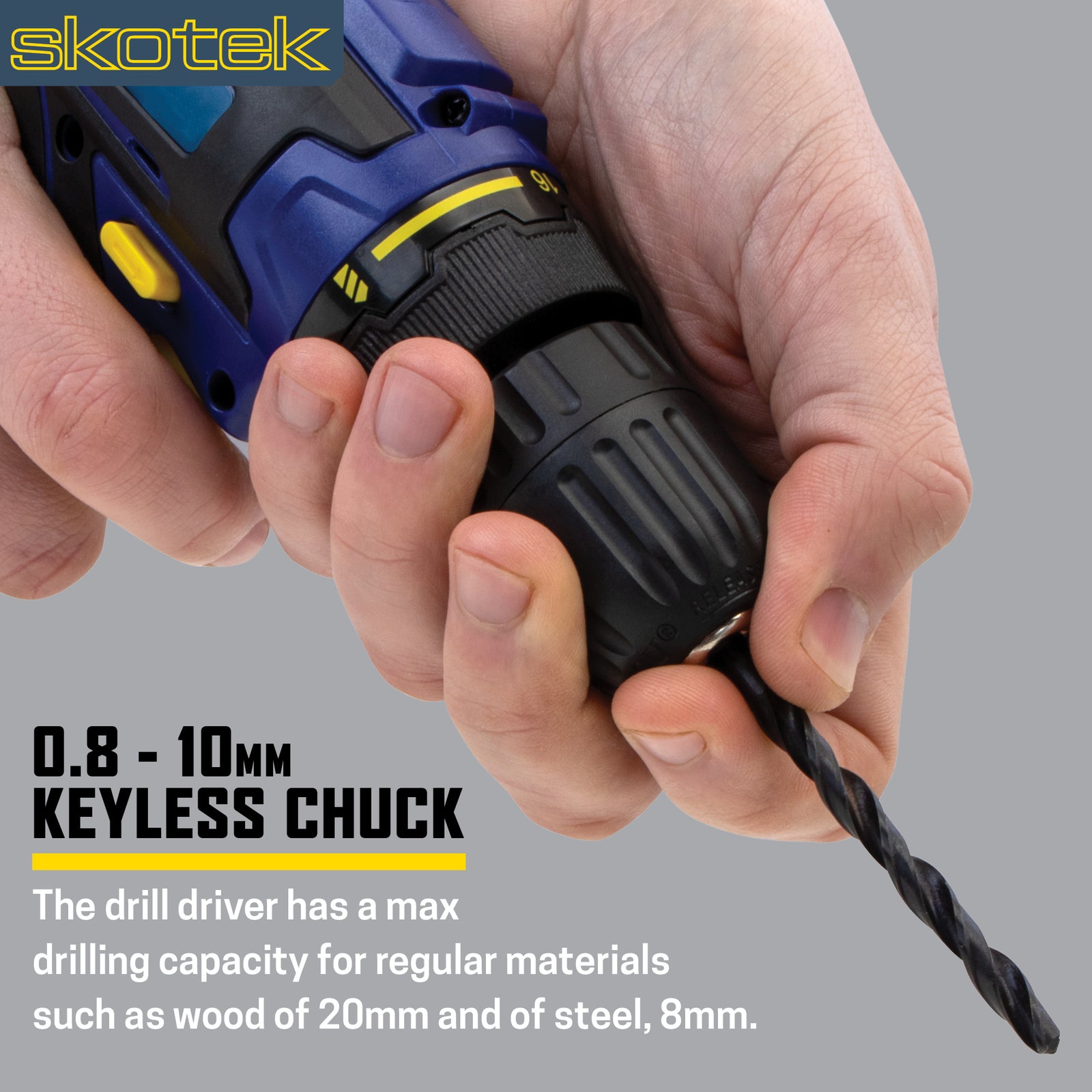 18v Cordless Drill Driver And Screwdriver Set & Drill Bit Kit Li-ion Battery Included, Lightweight Power Battery Drill | 13 Piece Kit – 1x 18v Battery + Charger | Blue
