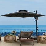 Garden Cantilever Parasol W/ Weighted Base Tilt Crank | Dark Gray
