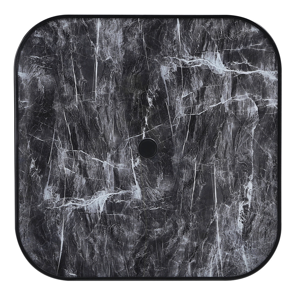 Square Garden Tempered Glass Marble Coffee Table - 80cm X 72cm H
