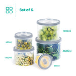 Airtight Mixed Round Containers - Set Of 5