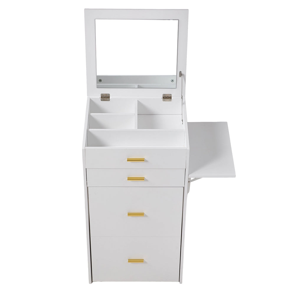 Vanity Table With Mirror & Cushioned Stool