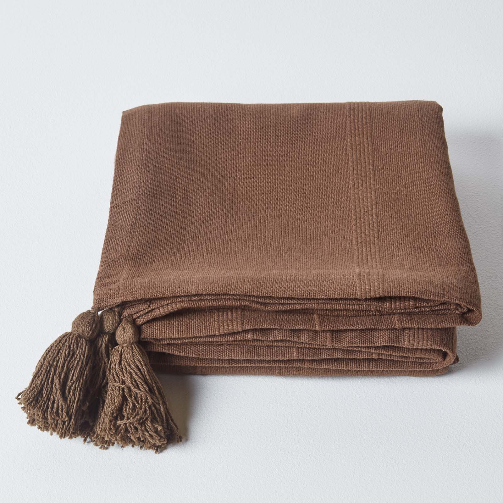 Cotton Rajput Ribbed Throw | 255cm x 360cm | Chocolate
