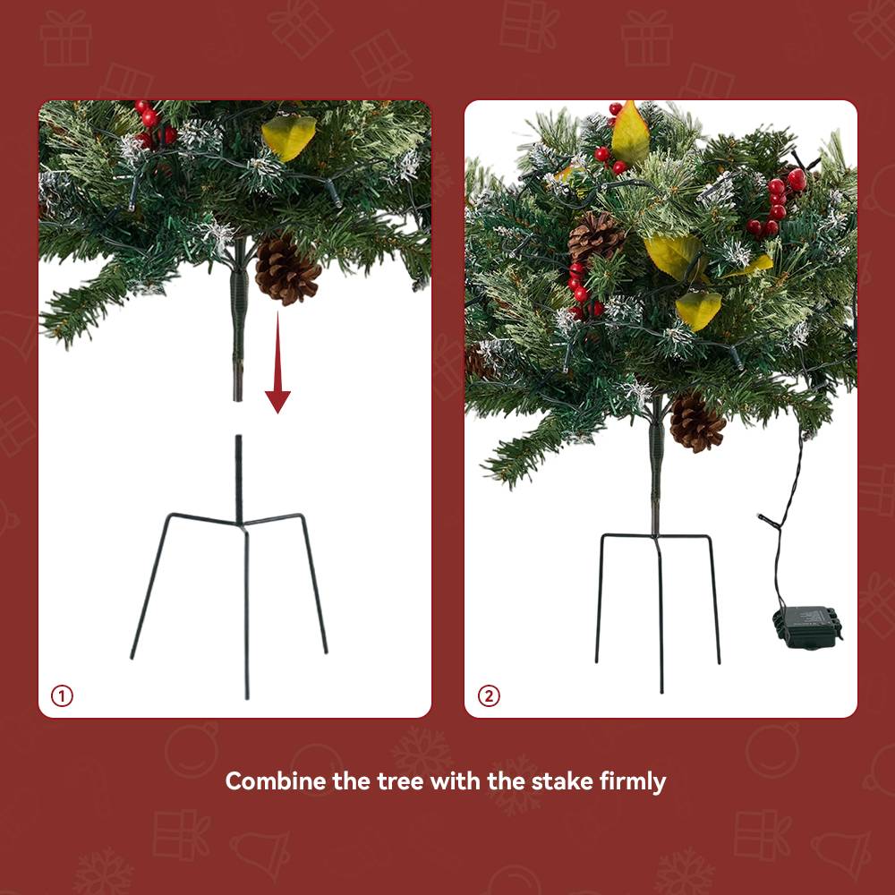 Artificial Pre-lit Christmas Planter Bushes Decorations