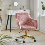 Velvet Upholstered Home Office Swivel Task Chair With Gold Base