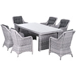 7 Pcs Patio Pe Rattan Wicker Dining Set