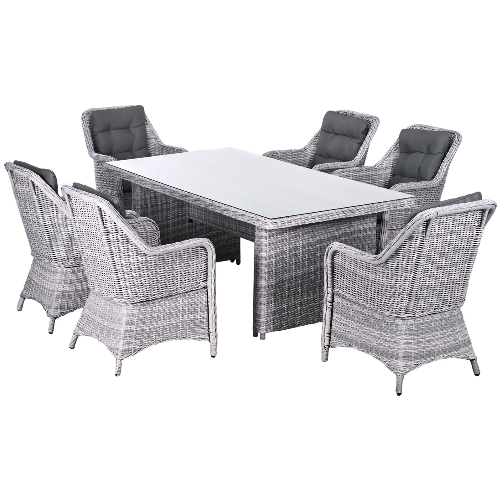7 Pcs Patio Pe Rattan Wicker Dining Set