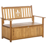 Outsunny 2 Seater Wood Garden Storage Bench Outdoor Storage Box