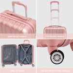 55x40x20cm Lightweight Luggage Overhead Cabin Hard Shell Cabin Suitcase 60+ Airlines Approved - Carry On Case - 4 Wheels | Cabin | Rose Gold