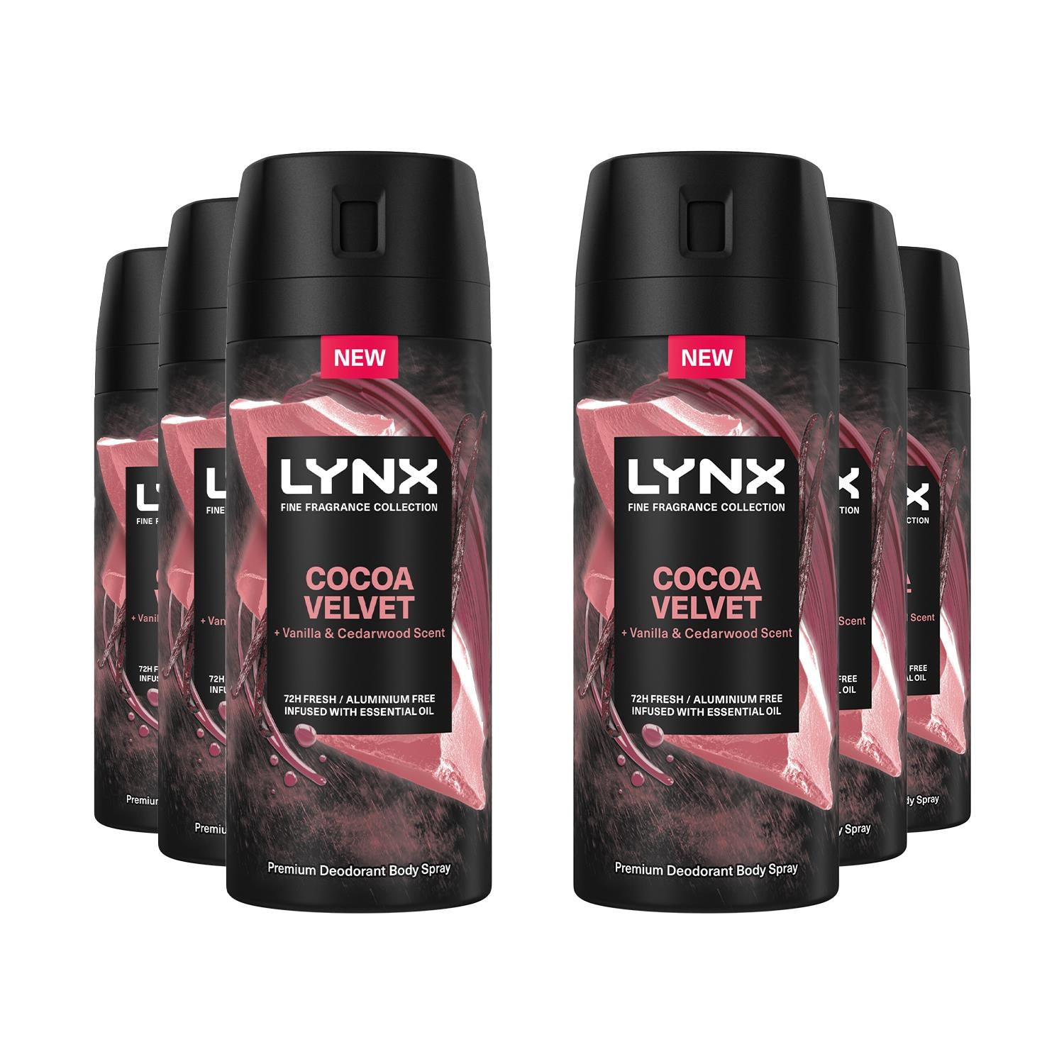Body Spray Fine Fragrance Collection Cocoa Velvet For Men 150ml, 6 Pack | Set-of-6