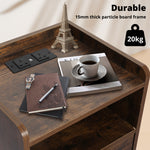 Bedside Table Nightstand Usb Charger Outlet Rgb Led 3 Drawers Oak | Oak