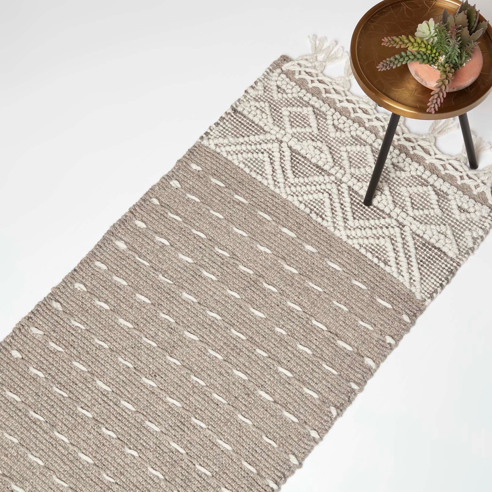 Patna Beige & Natural Kilim Wool Rug | 200cm | Beige