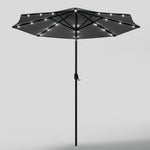 3m Outdoor Patio Parasol – Solar-powered Umbrella With 24 Led Lights, Tilt & Crank Handle, Without Base | One Size | Dark Gray