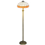 Floor Lamp With Handcrafted Stained Glass Shade, Vintage Standing Lamp | Orange