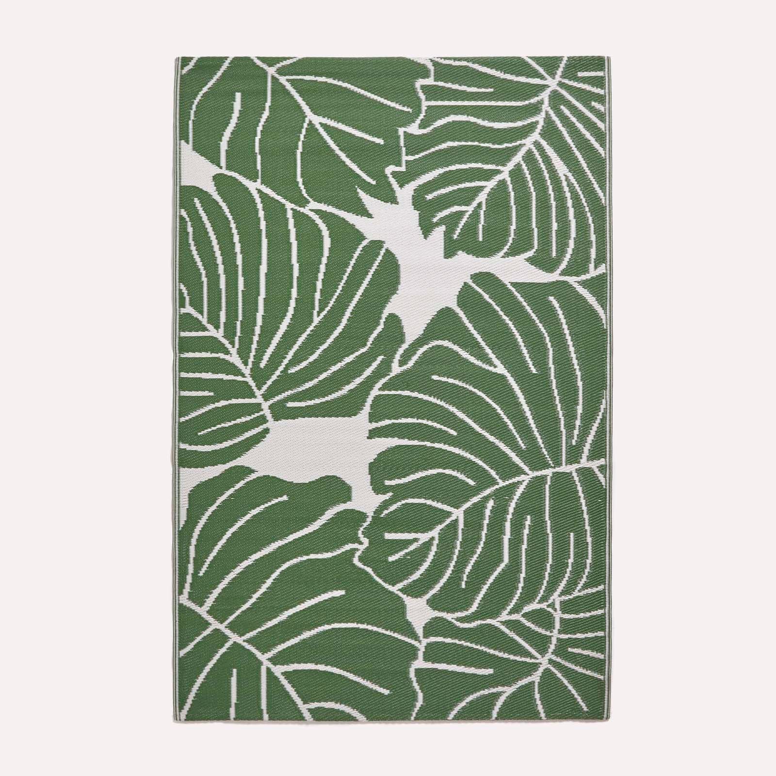 Luxury Outdoor Rug Waterproof Reversible For Garden Patio 100% Recycled, Green Ada Botanical | 180cm x 270cm | Green