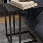 C Shape Side Table W/ Wood-effect Top | Jet Black