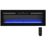102/127cm Electric Fireplace Recessed Wall Mounted Black | Large | Black