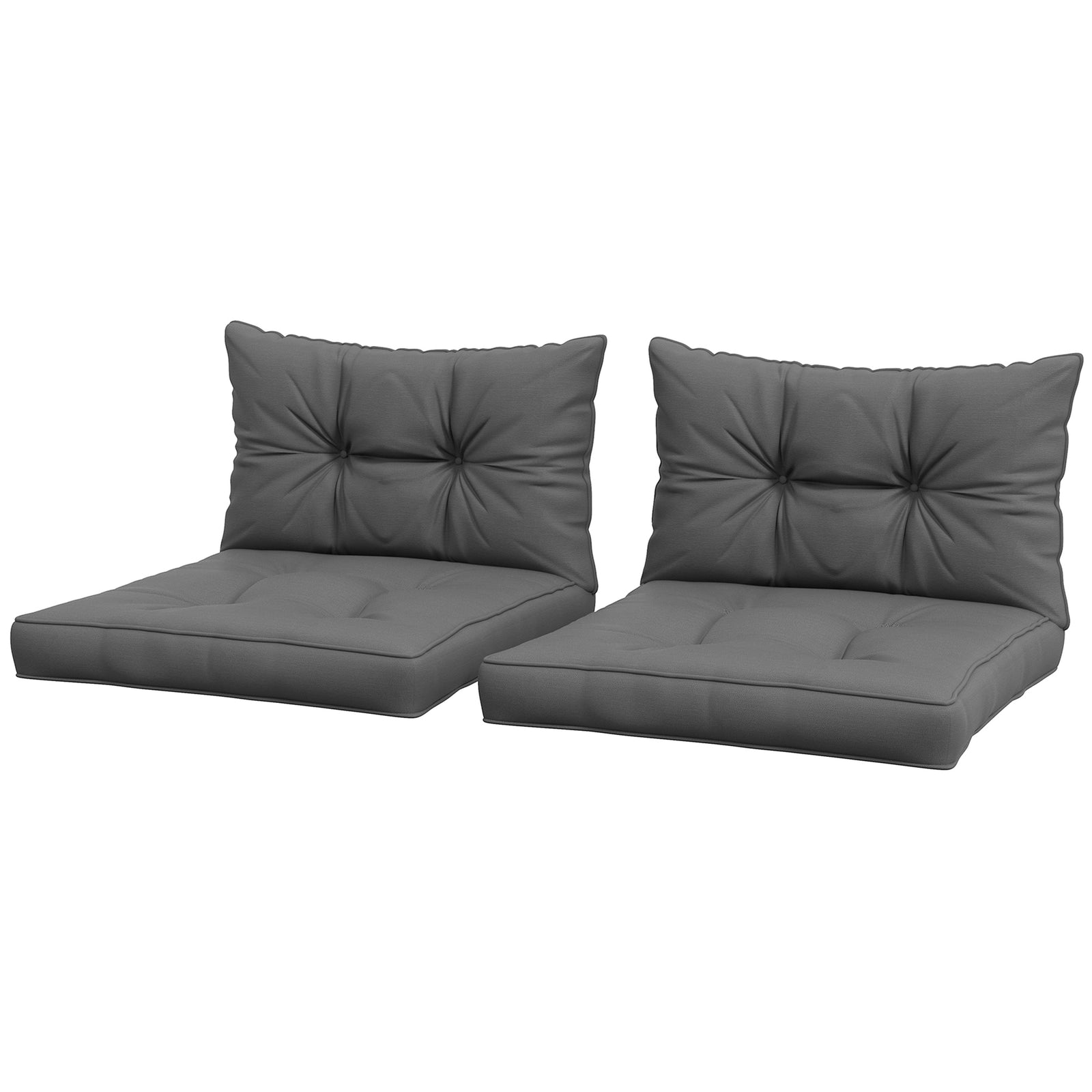 2pc Outdoor Seat Cushion For Patio Furniture | Charcoal Gray