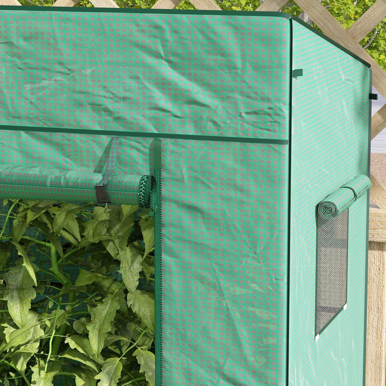 Lean-to Tomato Growhouse W/ Roll-up Door | Green