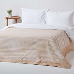 Cotton Gingham Check Throw | 150cm x 200cm | Beige