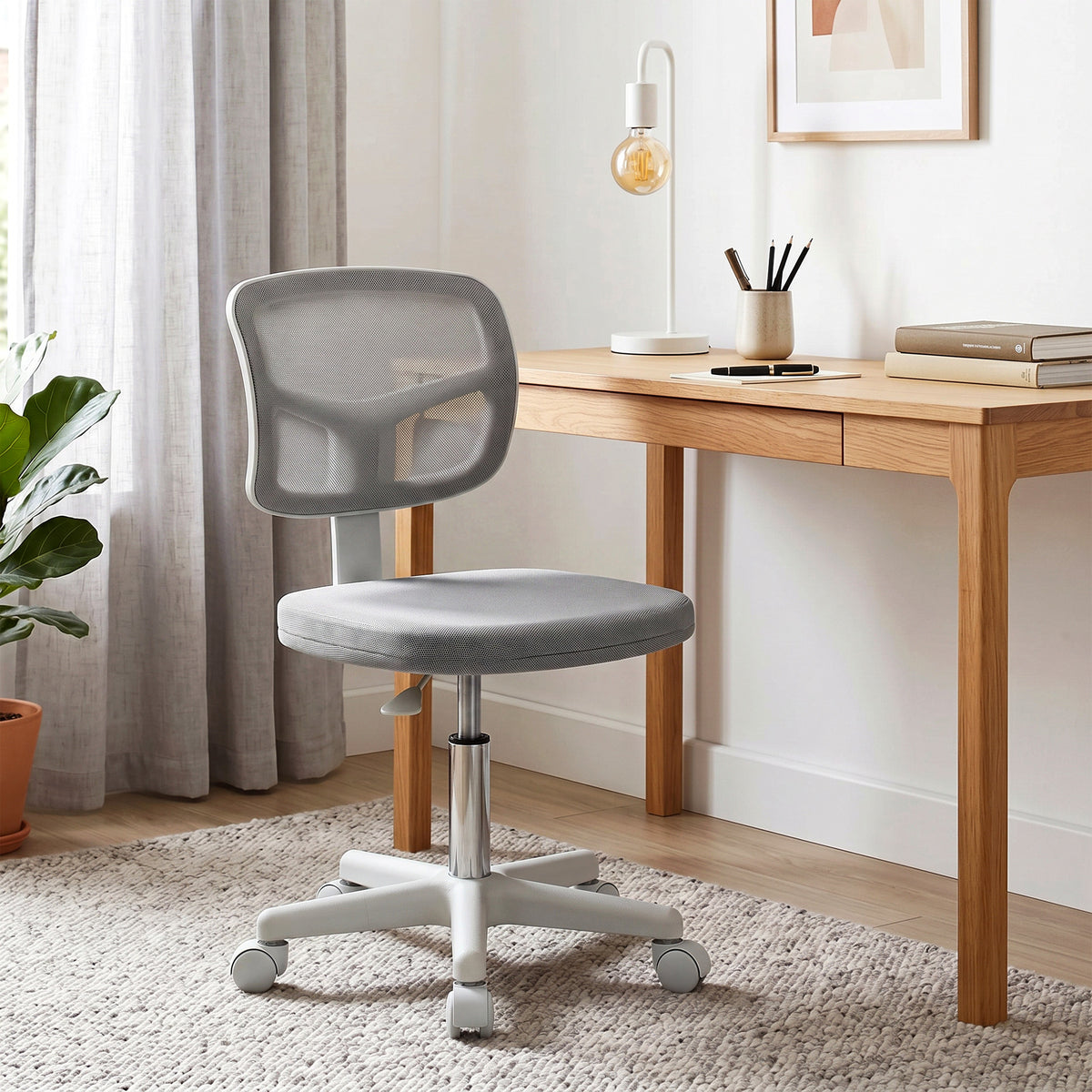 Vinsetto Small Office Chair Without Arms, Swivel Mesh Desk Chair, Dark Grey