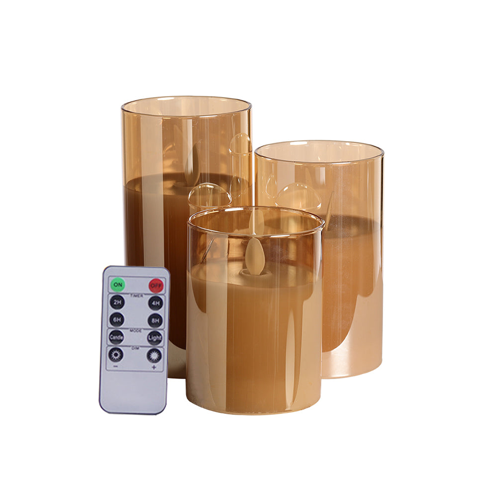 3pcs Remote-controlled Led Flameless Candle Set | Gold