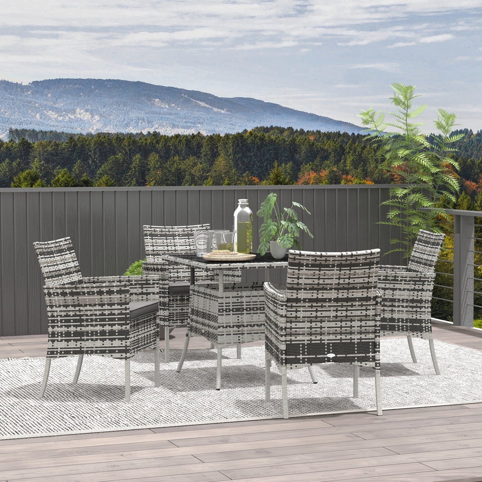 4 Seater Rattan Garden Set - Grey