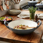 30cm Diameter Diameter Enamelled Cast Iron Stir-fry Pan Wok With Side Handles | Green