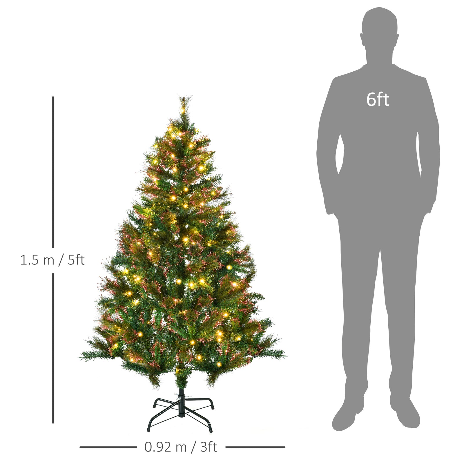 5ft Pre-lit Christmas Tree Artificial Spruce Holiday Décor W/ Metal | 5ft | Green