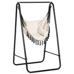 Patio Hammock Chair With Stand,  Cushion, Armrest, Hooks | Cream