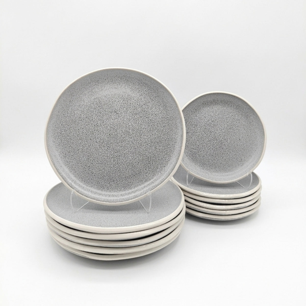 Reactive Grey Glaze Dinnerware Set Nordic Pebble Side Dessert Plates 21cm | Set of 4 | Grey