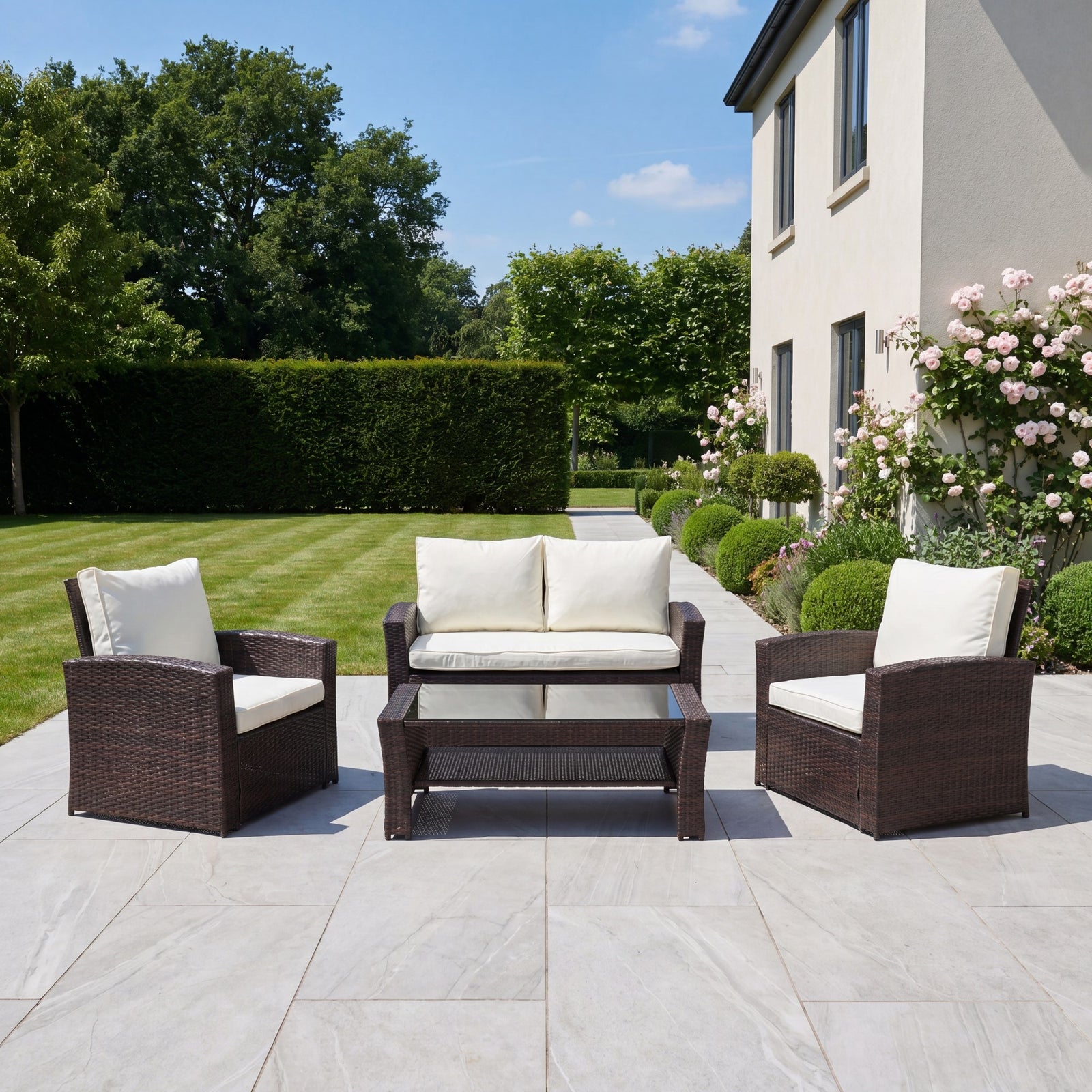 Pallini 4 Piece Rattan Patio Set | Brown
