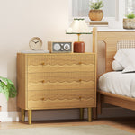 HOMCOM Chest Of Drawers, 3 Drawer Dresser Steel Legs And Wooden Top, Oak