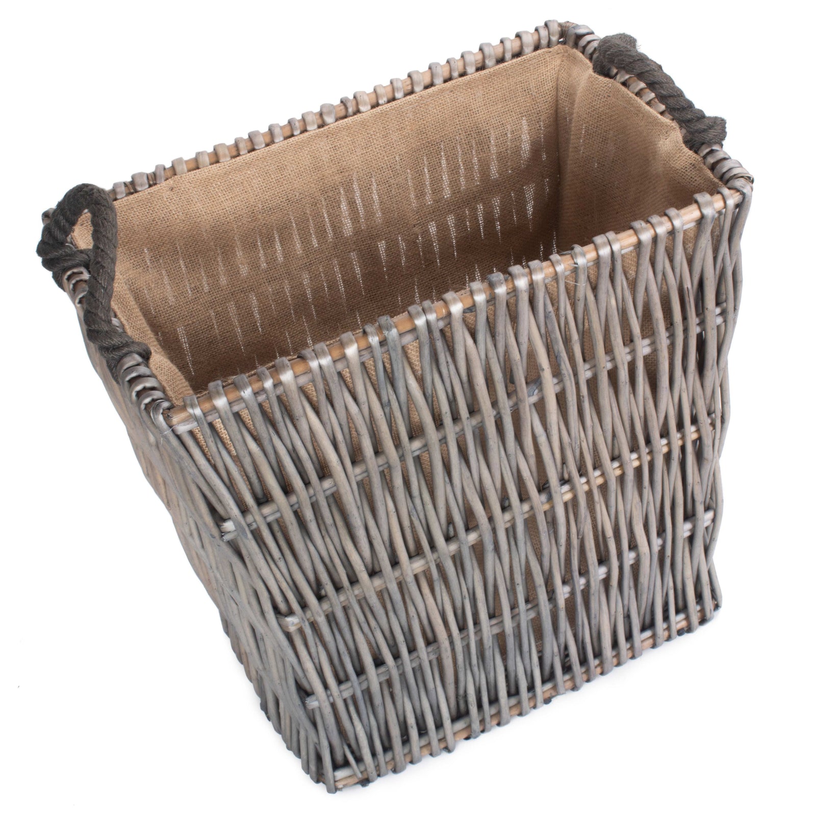 Wicker Grey Rectangular Log Basket | Small | Brown